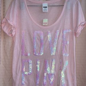 NWT PINK sequin LOVE PINK shirt